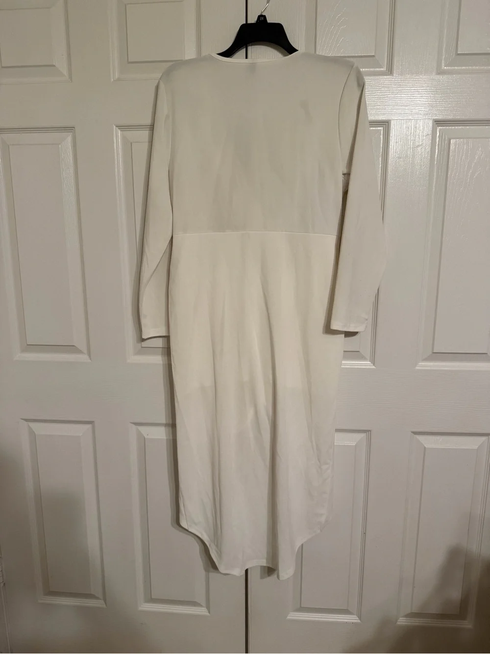 White High-Low Wrap Front V-Neck Dress
